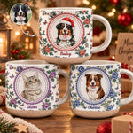 Custom Pet Photo Watercolor Floral Art Gifts For Dog Mom, Cat Mom - Personalized Pottery Mug 1