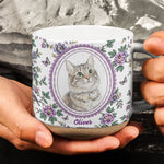 Custom Pet Photo Watercolor Floral Art Gifts For Dog Mom, Cat Mom - Personalized Pottery Mug 3