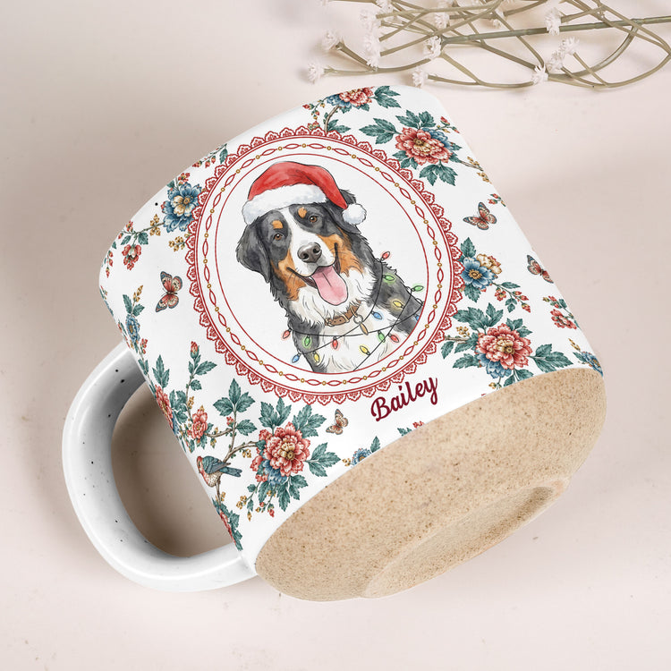 Custom Pet Photo Watercolor Floral Art Gifts For Dog Mom, Cat Mom - Personalized Pottery Mug 4