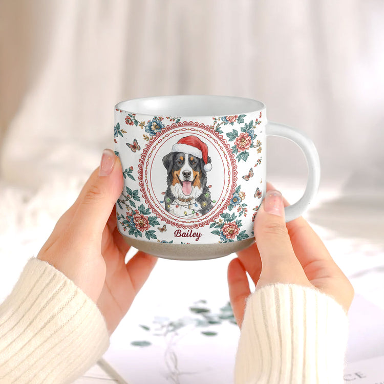 Custom Pet Photo Watercolor Floral Art Gifts For Dog Mom, Cat Mom - Personalized Pottery Mug 5