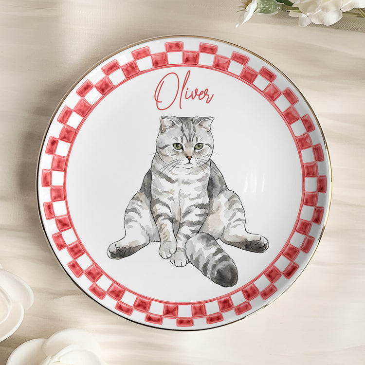 Custom Pet Photo Watercolor New Version Gifts For Her, Dog Mom, Cat Mom - Personalized Jewelry Dish 2