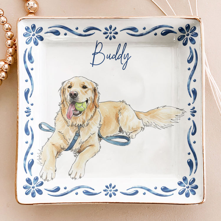 Custom Pet Photo Watercolor New Version Gifts For Her, Dog Mom, Cat Mom - Personalized Jewelry Dish 3