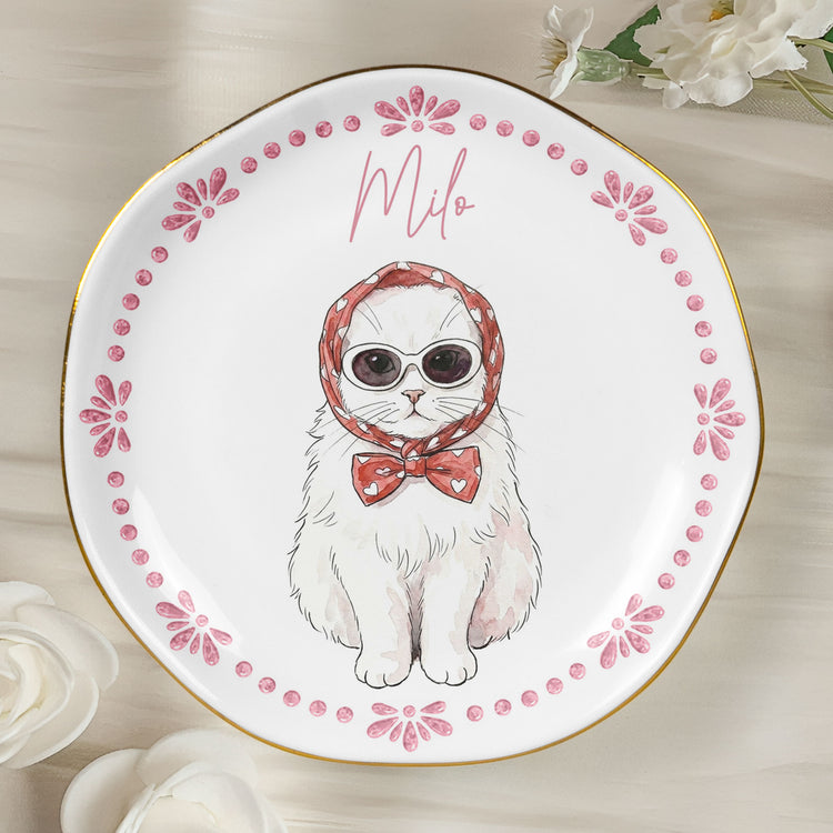 Custom Pet Photo Watercolor New Version Gifts For Her, Dog Mom, Cat Mom - Personalized Jewelry Dish 4