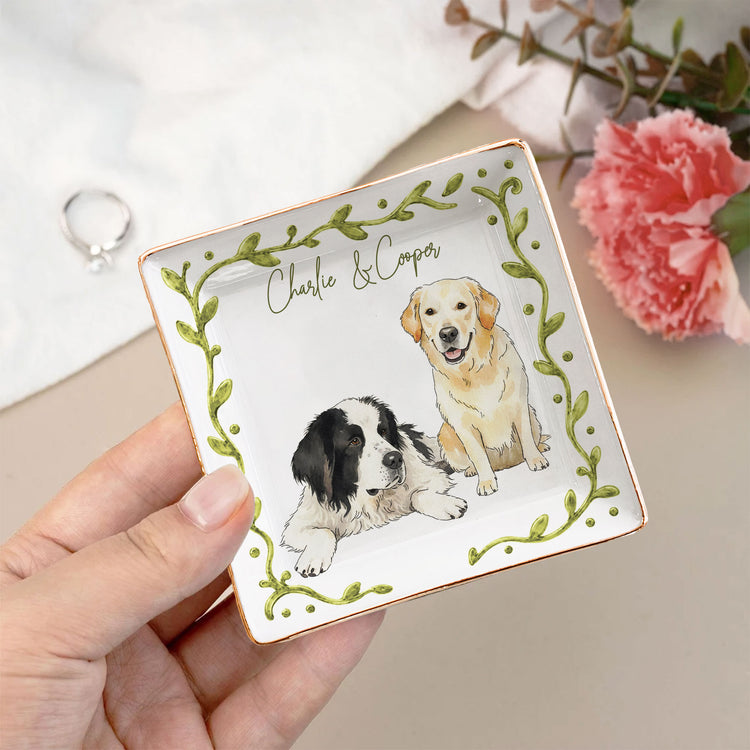 Custom Pet Photo Watercolor New Version Gifts For Her, Dog Mom, Cat Mom - Personalized Jewelry Dish 6