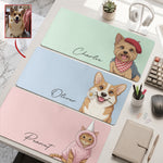 Custom Pet Portrait Cartoon Art Gift For Pet Lovers - Personalized Desk Mat 1