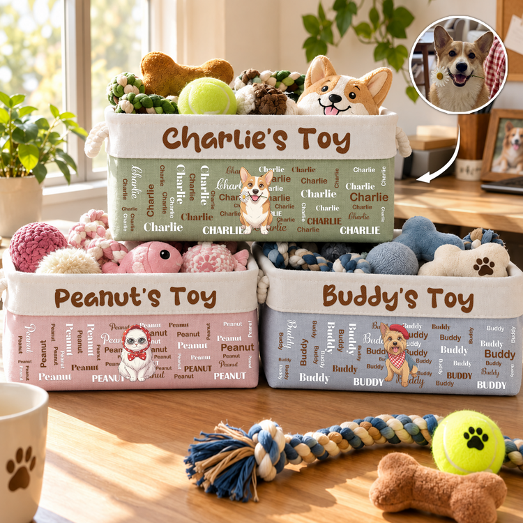 Custom Pet Portrait Cartoon Art Gift For Pet Lovers - Personalized Storage Basket 1