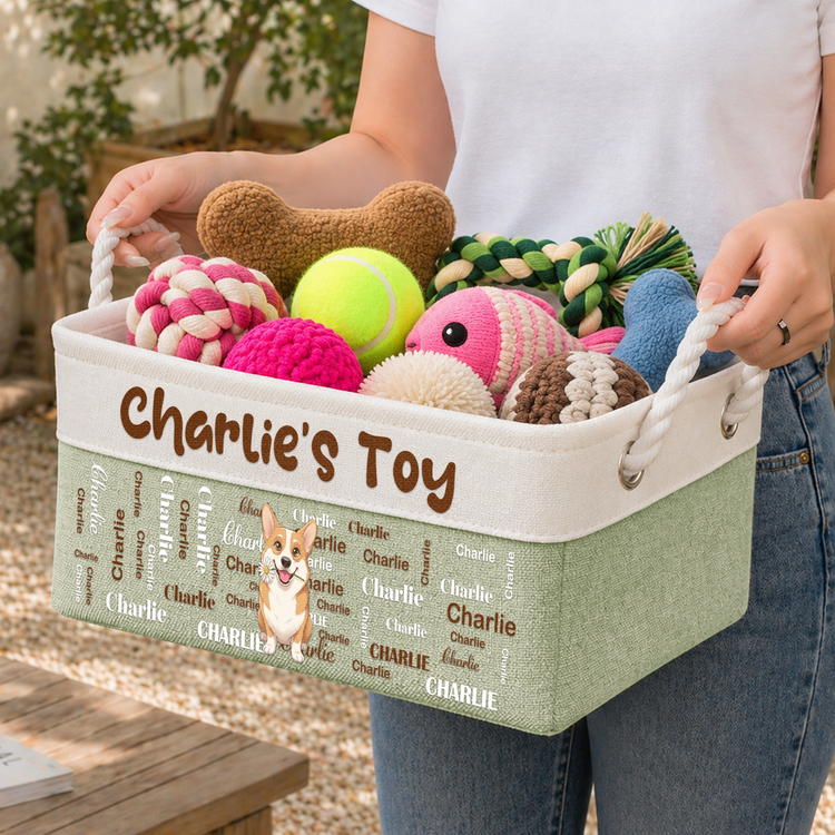 Custom Pet Portrait Cartoon Art Gift For Pet Lovers - Personalized Storage Basket 3