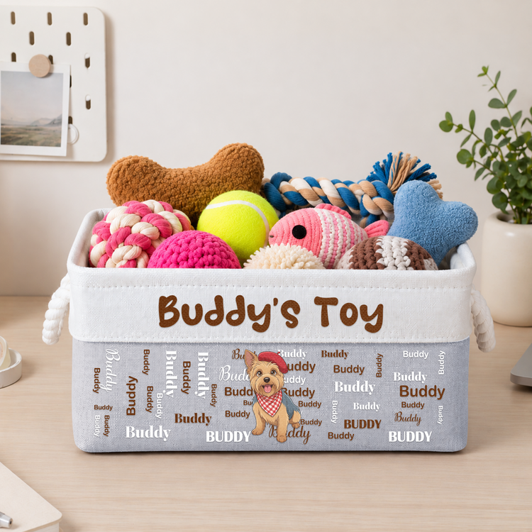 Custom Pet Portrait Cartoon Art Gift For Pet Lovers - Personalized Storage Basket 4