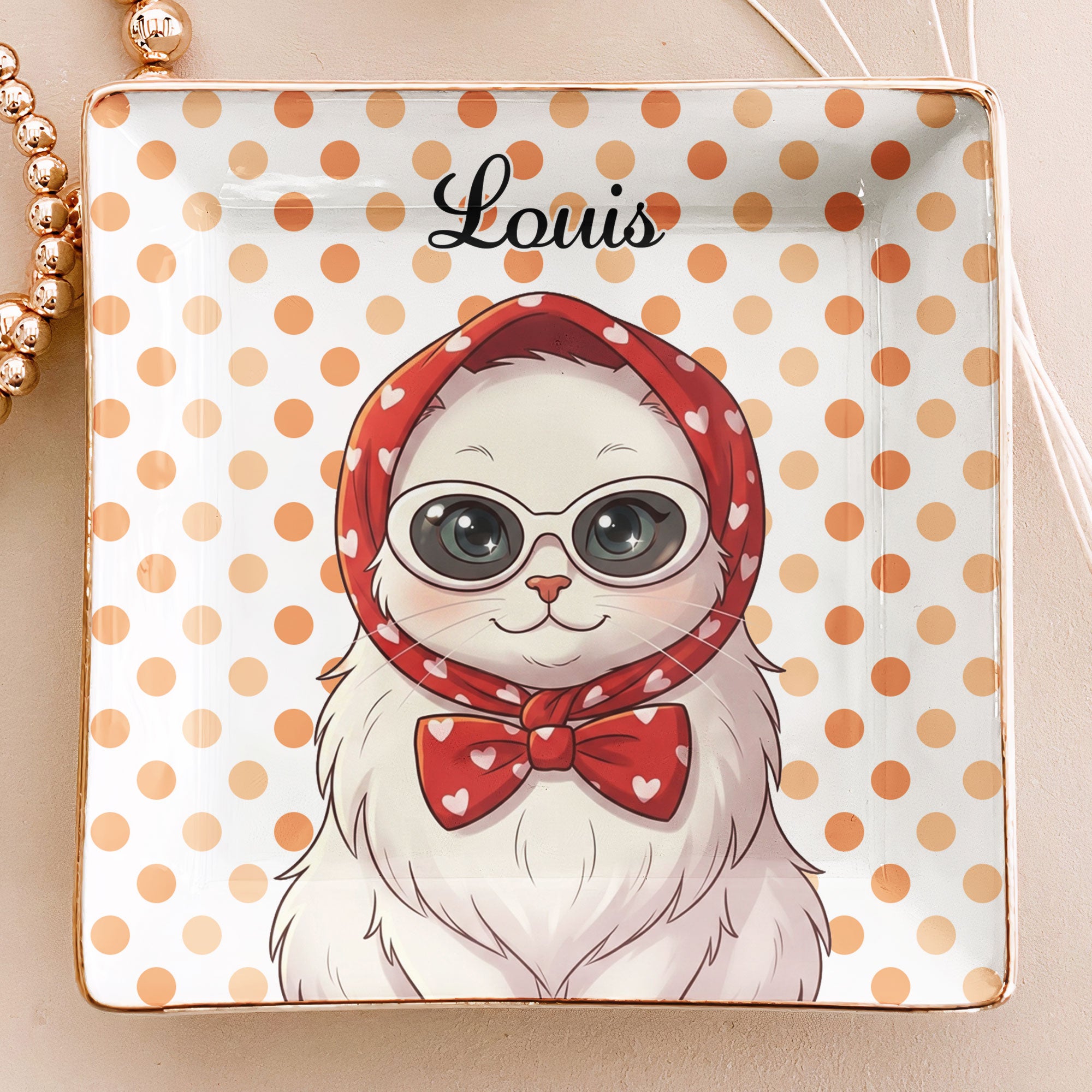 Custom Pet Portrait Cartoon Style Art - Personalized Jewelry Dish 2