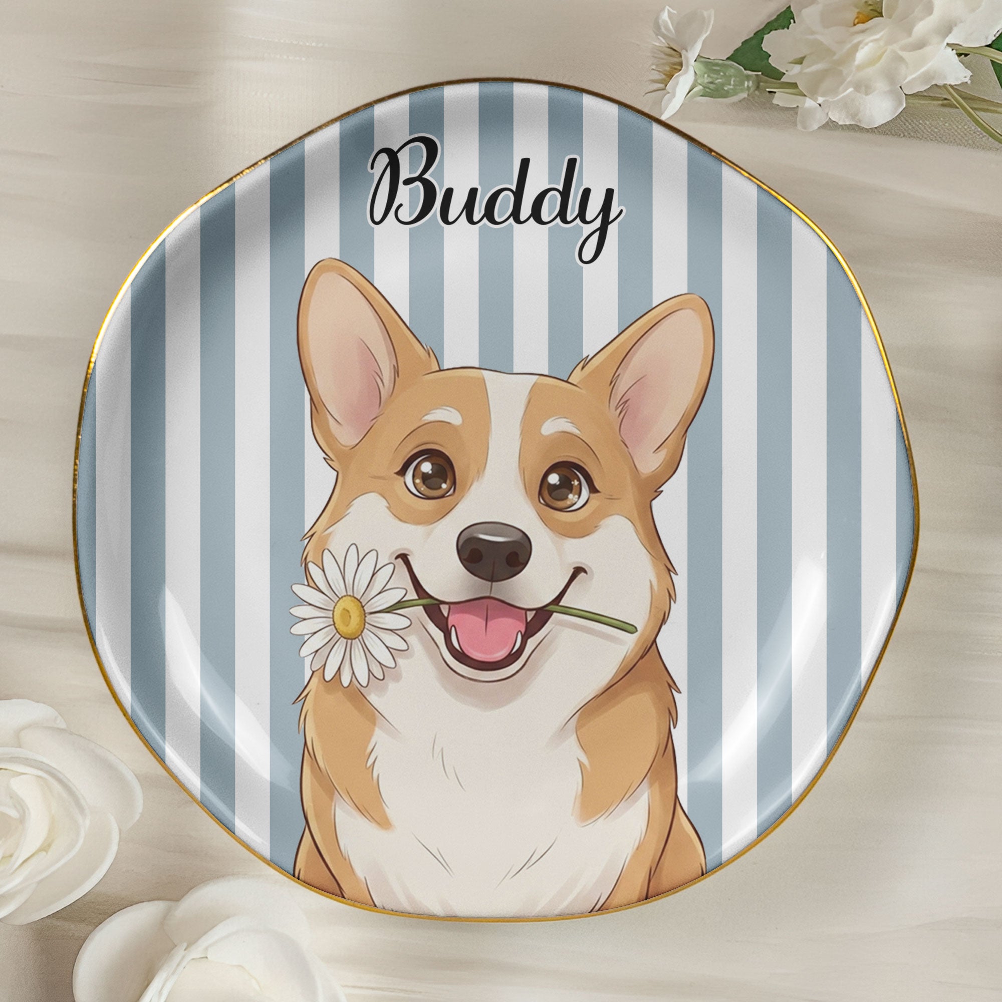 Custom Pet Portrait Cartoon Style Art - Personalized Jewelry Dish 4