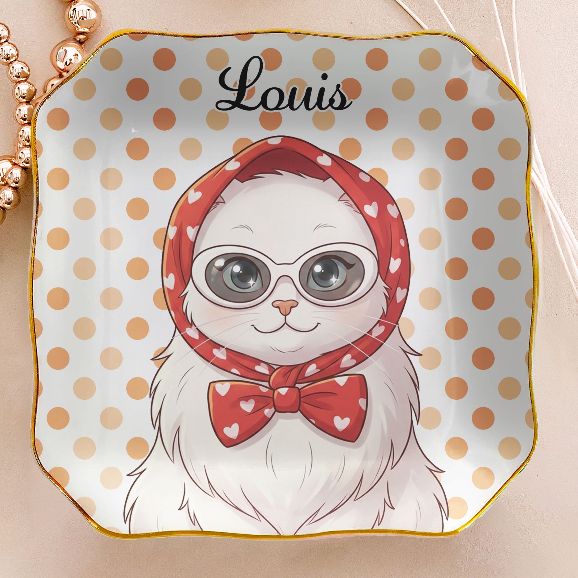 Custom Pet Portrait Cartoon Style Art - Personalized Jewelry Dish 5