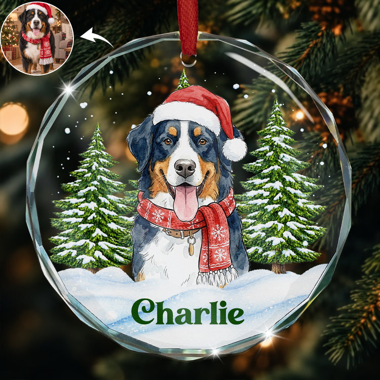 Custom Pet Portrait Christmas Watercolor Gifts For Pet Lovers Pet Loss Gifts - Personalized Ornament 1