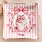 Custom Pet Portrait Coquette Tray, Dog Cat Pet Lover Gift For Her, Pet Memorial Keepsake - Personalized Jewelry Dish 2