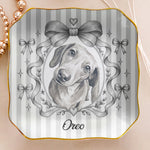 Custom Pet Portrait Coquette Tray, Dog Cat Pet Lover Gift For Her, Pet Memorial Keepsake - Personalized Jewelry Dish 4