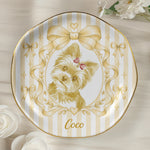 Custom Pet Portrait Coquette Tray, Dog Cat Pet Lover Gift For Her, Pet Memorial Keepsake - Personalized Jewelry Dish 5
