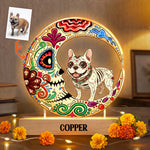Custom Pet Portrait Day Of The Dead Día De Los Muertos Moon - Personalized Night Light 1