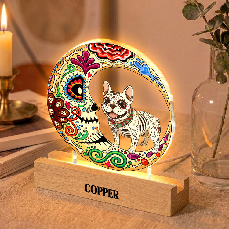 Custom Pet Portrait Day Of The Dead Día De Los Muertos Moon - Personalized Night Light 4