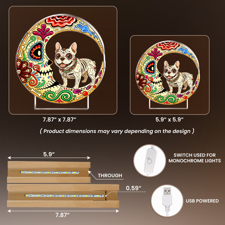 Custom Pet Portrait Day Of The Dead Día De Los Muertos Moon - Personalized Night Light 5