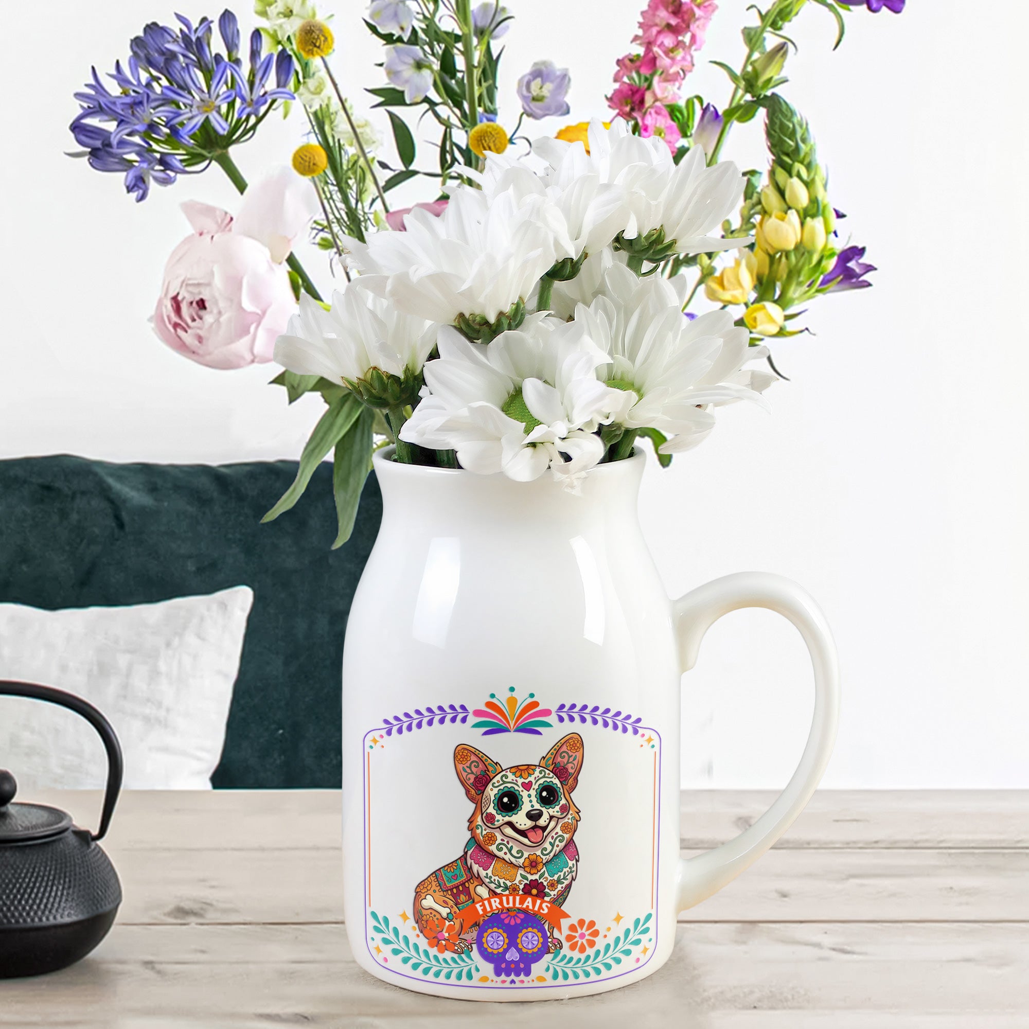Custom Pet Portrait Day Of The Dead Mexican Hispanic Ofrenda Decor - Personalized Vase 4