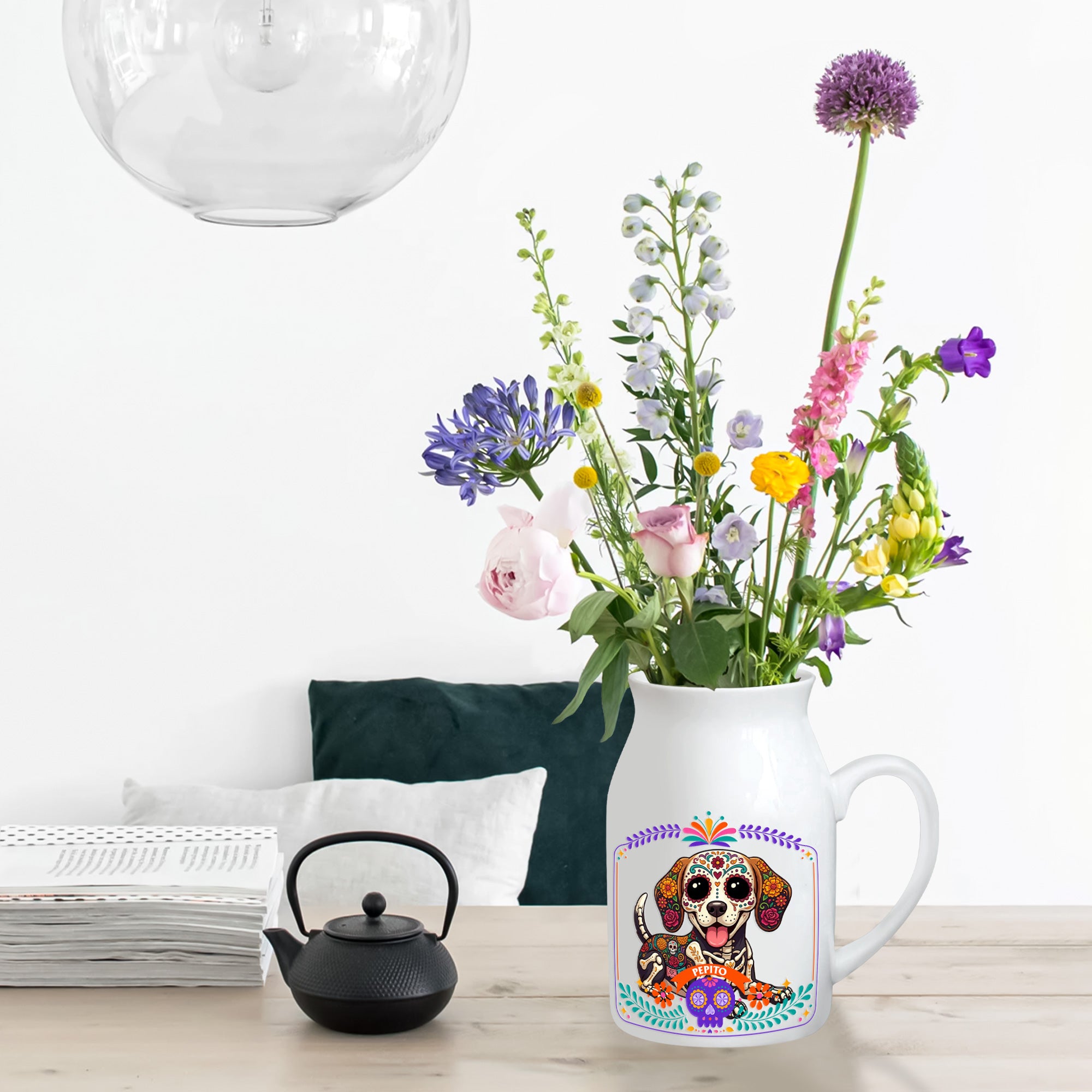 Custom Pet Portrait Day Of The Dead Mexican Hispanic Ofrenda Decor - Personalized Vase 5