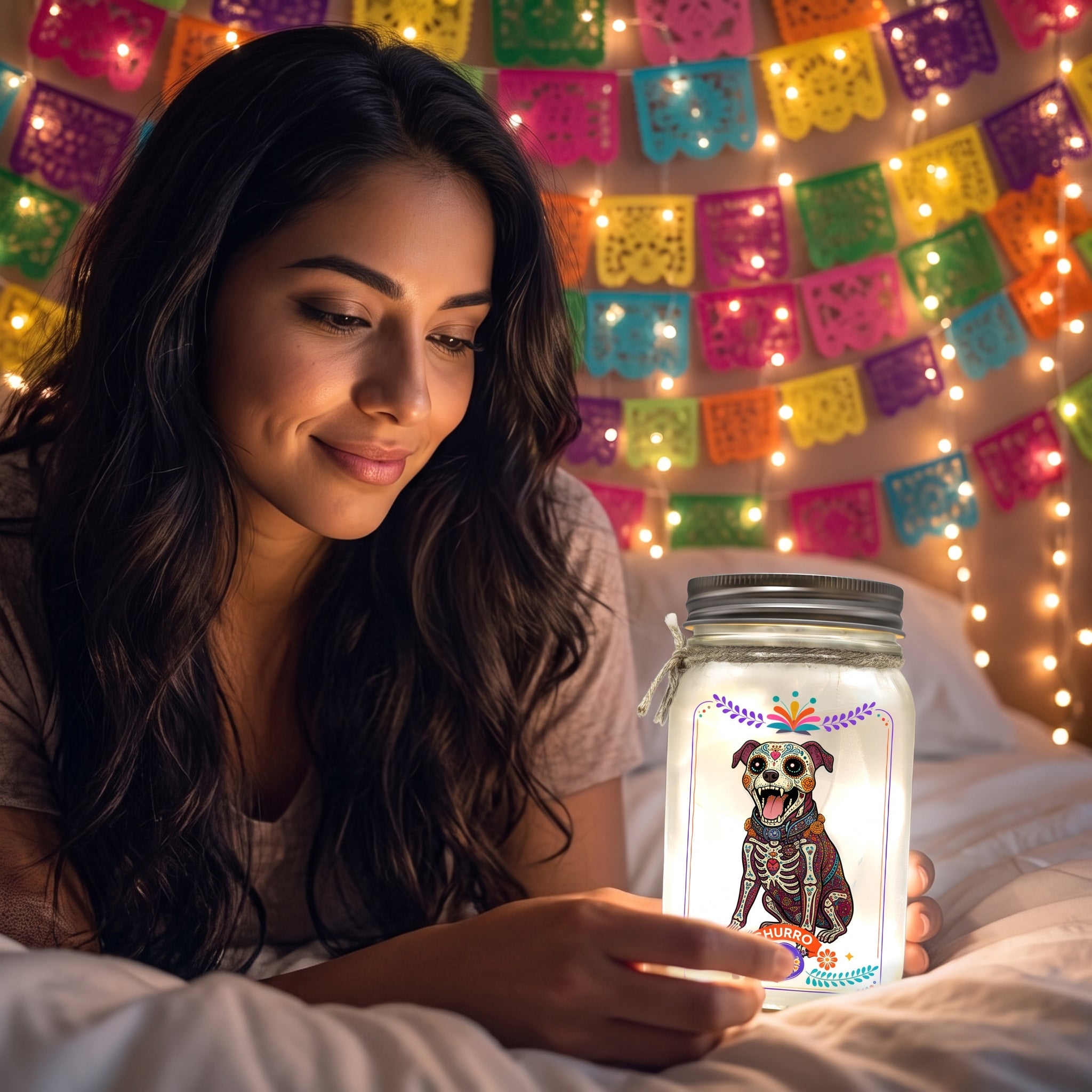 Custom Pet Portrait Day Of The Dead Mexican Hispanic Style - Personalized Night Light 2