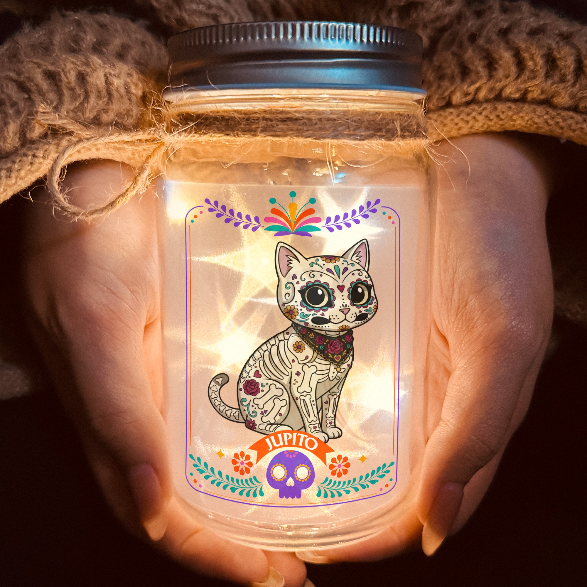 Custom Pet Portrait Day Of The Dead Mexican Hispanic Style - Personalized Night Light 3
