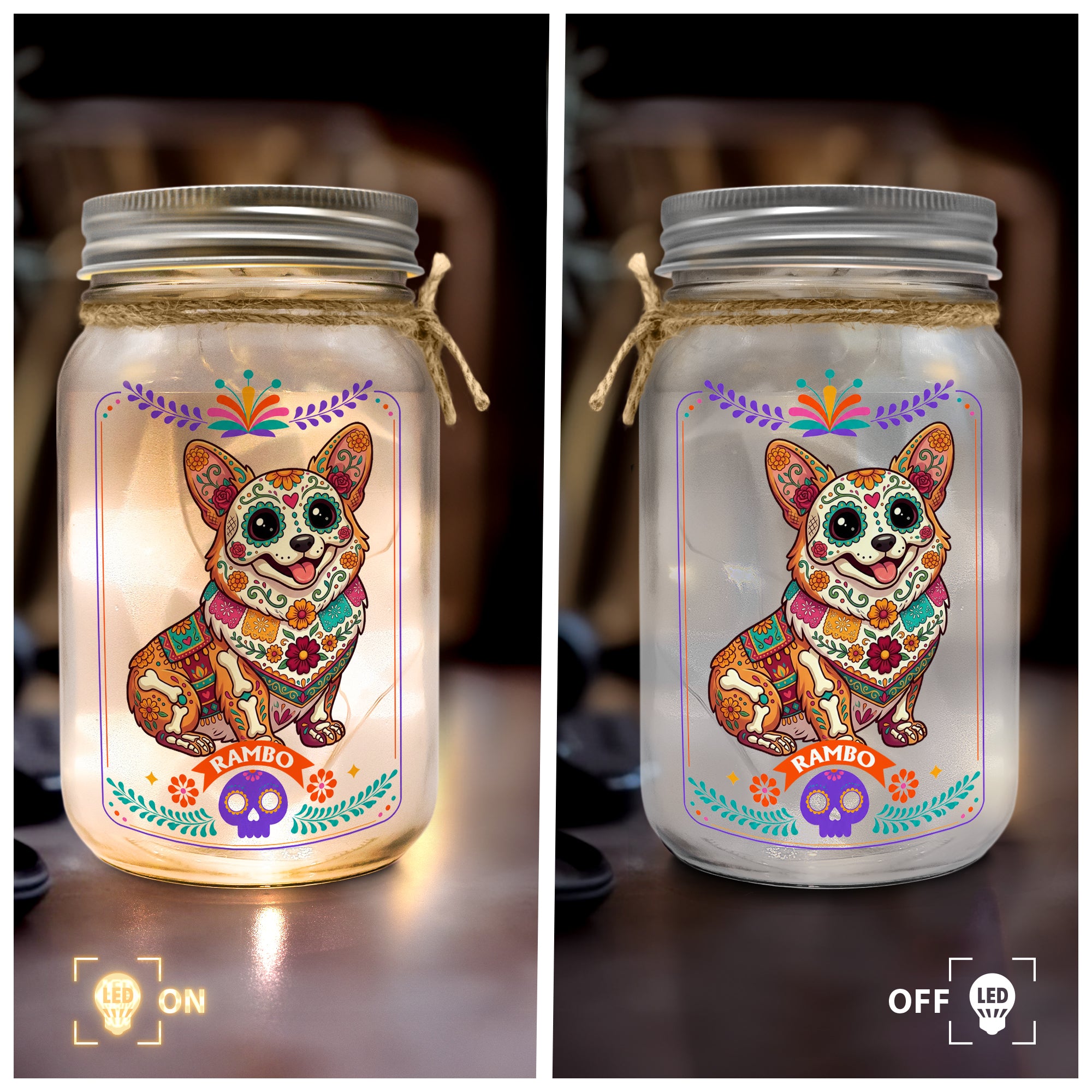 Custom Pet Portrait Day Of The Dead Mexican Hispanic Style - Personalized Night Light 5