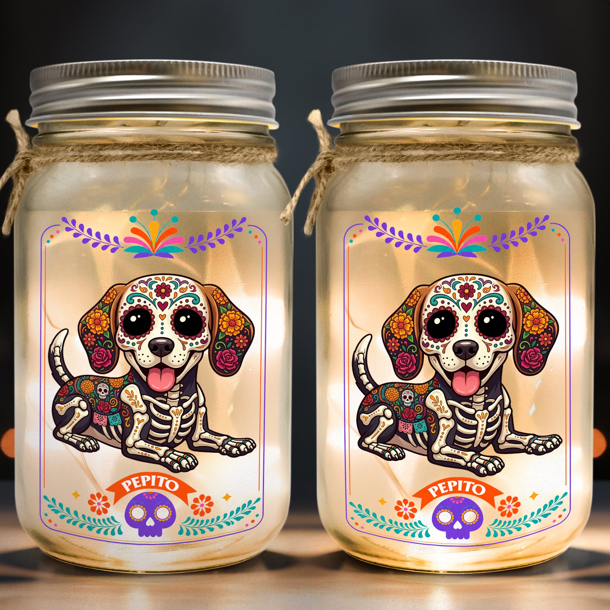Custom Pet Portrait Day Of The Dead Mexican Hispanic Style - Personalized Night Light 4