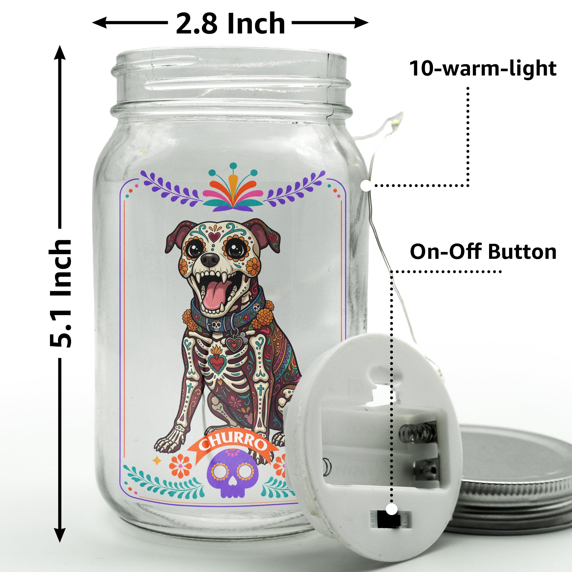Custom Pet Portrait Day Of The Dead Mexican Hispanic Style - Personalized Night Light 6