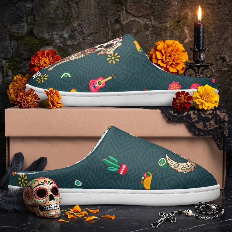 Custom Pet Portrait Day Of The Dead Mexican Hispanic Style - Personalized Slippers 3