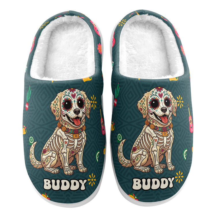 Custom Pet Portrait Day Of The Dead Mexican Hispanic Style - Personalized Slippers 4