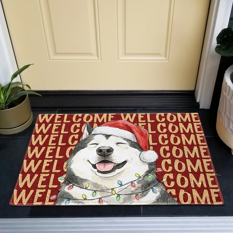 Custom Pet Portrait Family Portrait Welcome Doormat Christmas Entry Decor - Personalized Doormat 3