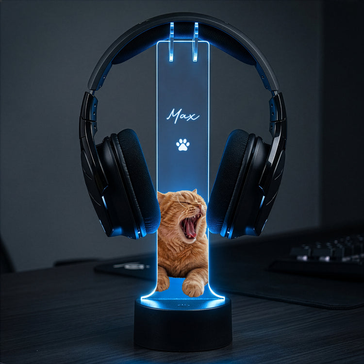 Custom Pet Portrait From Photo Book Lovers Gift - Personalized Headphone Stand 1