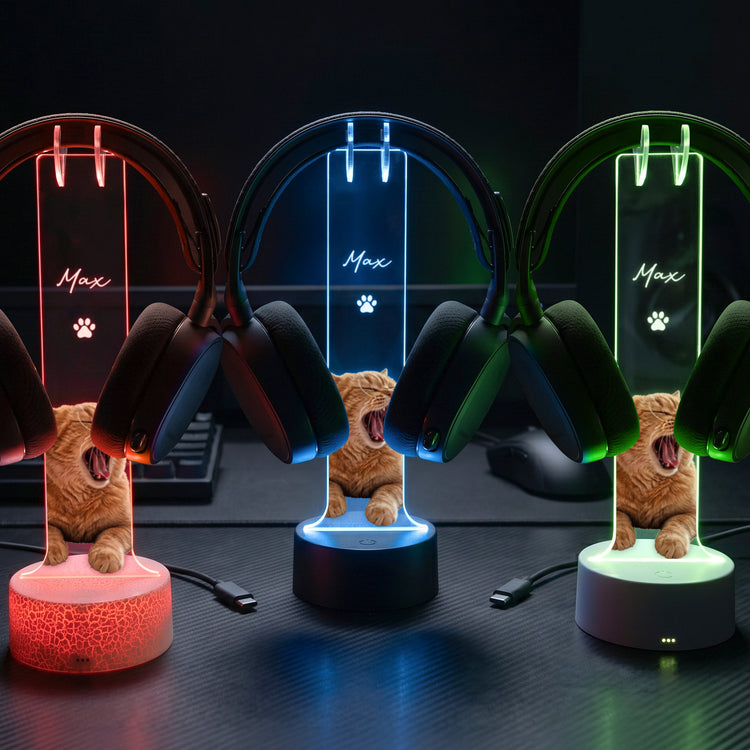 Custom Pet Portrait From Photo Book Lovers Gift - Personalized Headphone Stand 2