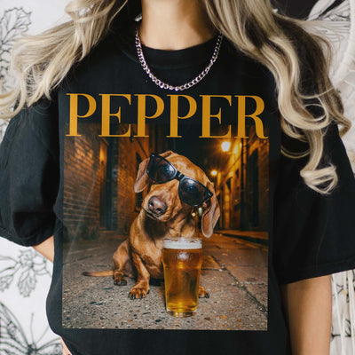 Custom Pet Portrait Funny Meme Gift For Pet Lovers Vintage Graphic Tee - Personalized Shirt