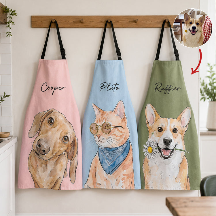 Custom Pet Portrait Gifts For Pet Lovers Kitchen Apron For Women Men - Personalized Apron 1