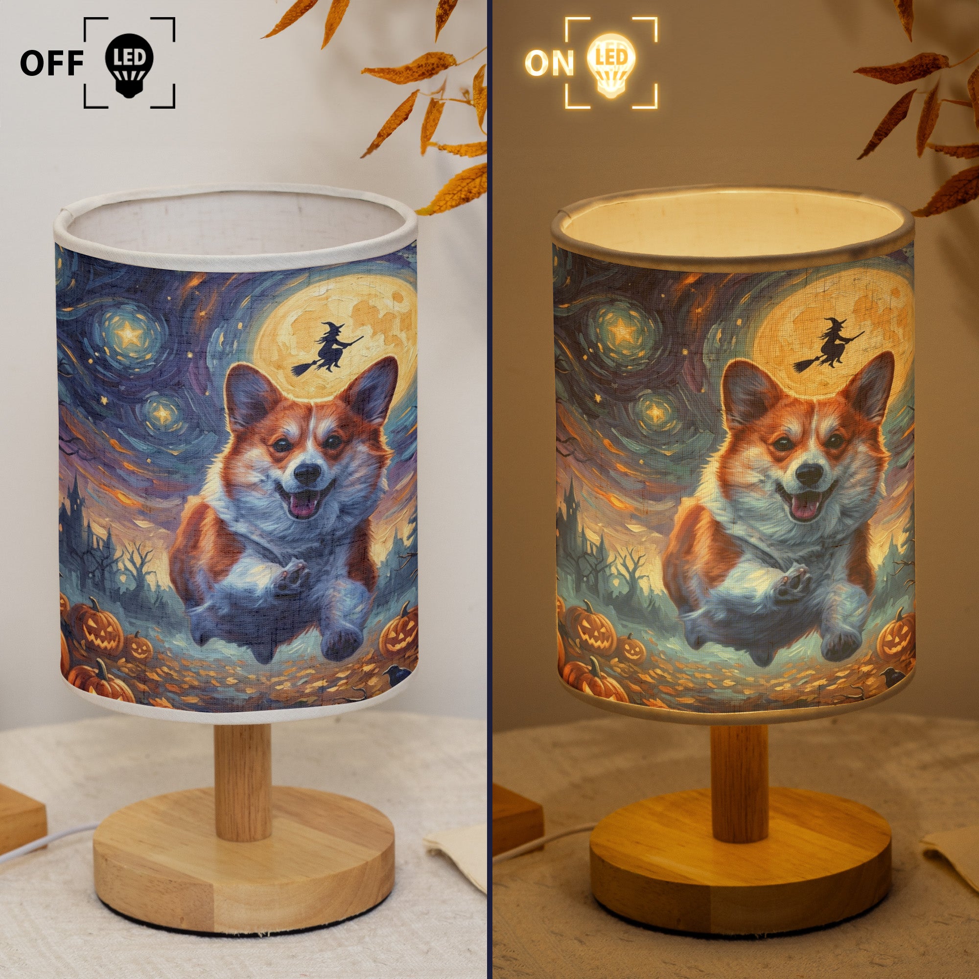 Custom Pet Portrait Halloween Van Gogh Art - Personalized Night Light 4