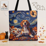 Custom Pet Portrait Halloween Van Gogh Art - Personalized Tote Bag 1