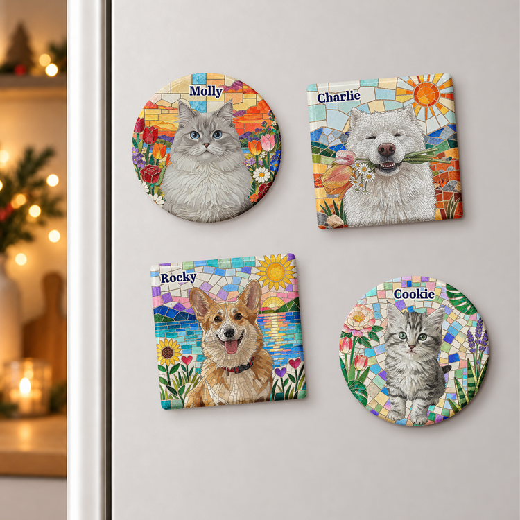 Custom Pet Portrait Mosaic Tile Art Fridge Decor - Personalized Magnet 2