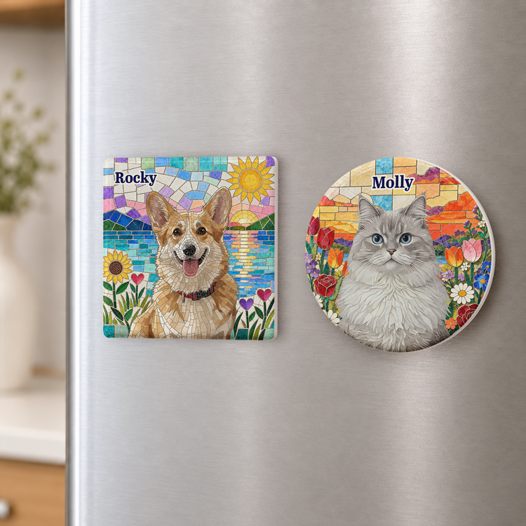 Custom Pet Portrait Mosaic Tile Art Fridge Decor - Personalized Magnet 3