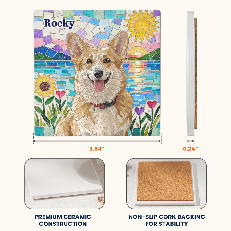 Custom Pet Portrait Mosaic Tile Art Gift For Pet Lovers - Personalized Coaster 6