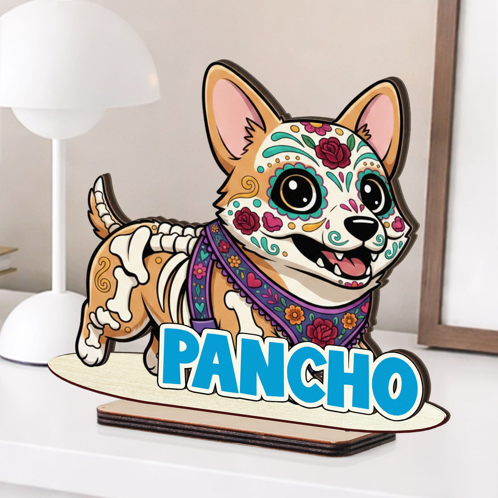 Custom Pet Portrait Ofrenda Memorial Sign Day Of The Dead - Personalized Wooden Plaque 2