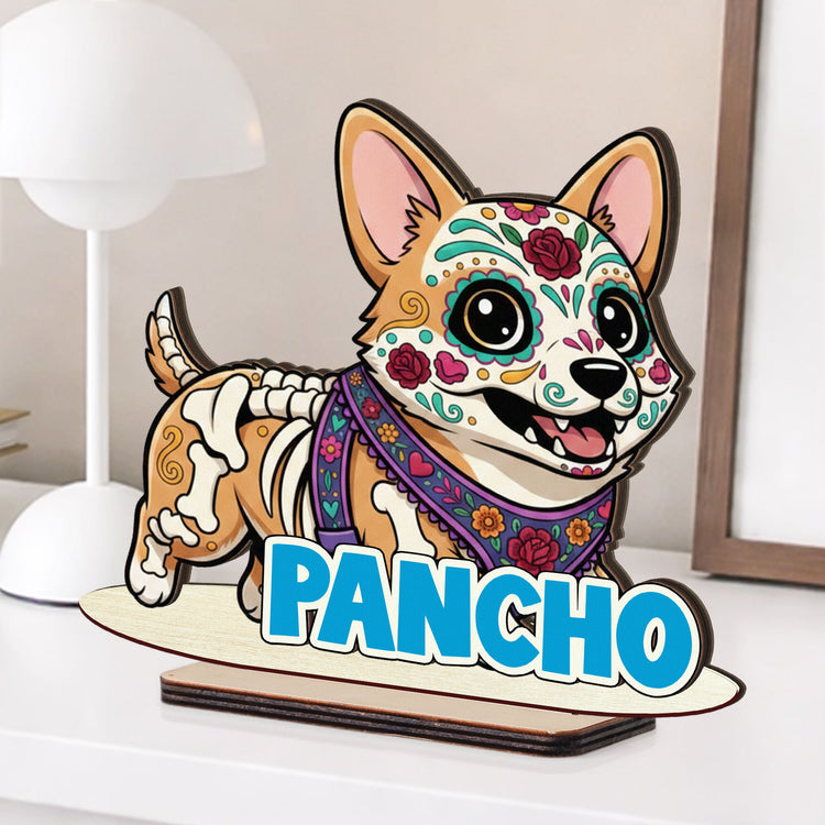 Custom Pet Portrait Ofrenda Memorial Sign Day Of The Dead - Personalized Wooden Plaque 2