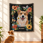 Custom Pet Portrait Oil Painting Art Gifts For Pet Lovers - Personalized Woven Blanket 1
