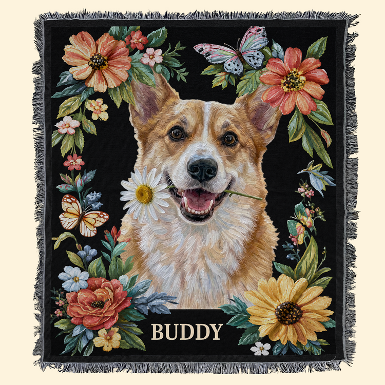 Custom Pet Portrait Oil Painting Art Gifts For Pet Lovers - Personalized Woven Blanket 2