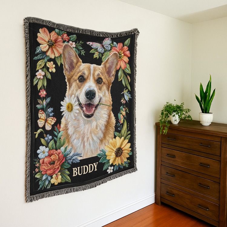 Custom Pet Portrait Oil Painting Art Gifts For Pet Lovers - Personalized Woven Blanket 3