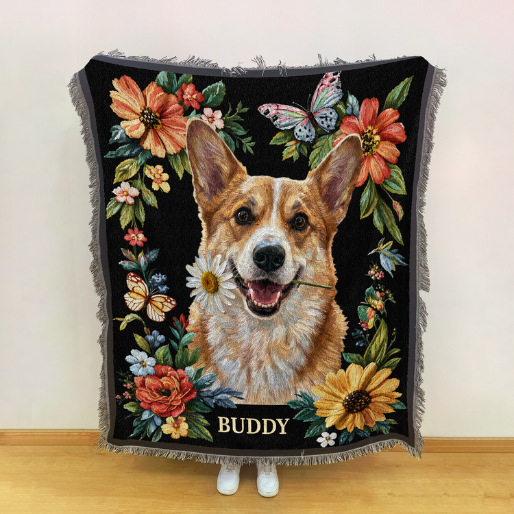 Custom Pet Portrait Oil Painting Art Gifts For Pet Lovers - Personalized Woven Blanket 6