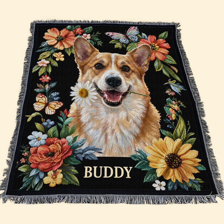 Custom Pet Portrait Oil Painting Art Gifts For Pet Lovers - Personalized Woven Blanket 7