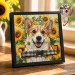 Custom Pet Portrait Oil Painting Style Art Collar Holder - Personalized Pet Loss Frame 1