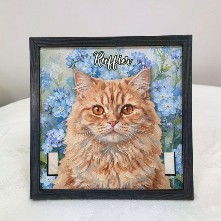 Custom Pet Portrait Oil Painting Style Art Collar Holder - Personalized Pet Loss Frame 3